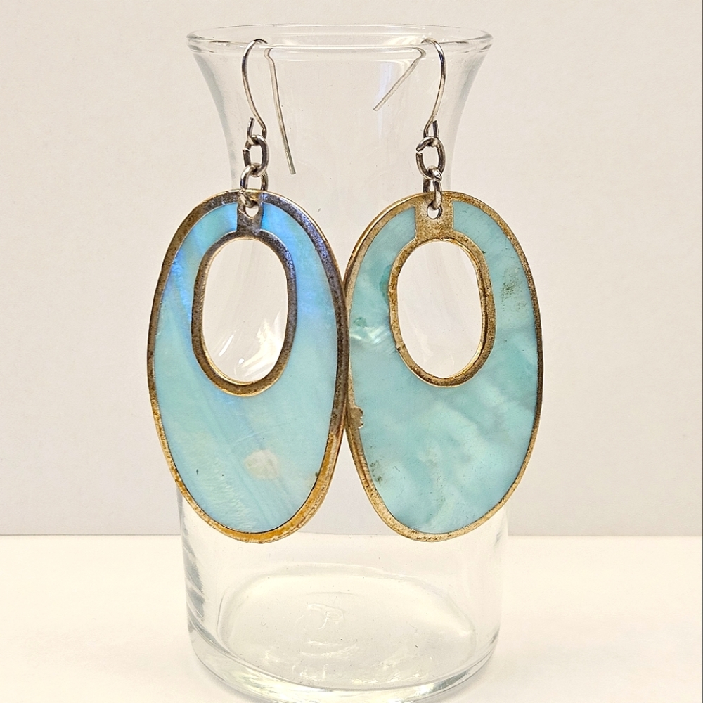 Blue Shell Earrings - Picture 1 of 5
